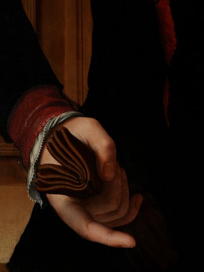(detail) Portrait of Jan van Eyewerve by Pieter Jansz. Pourbus