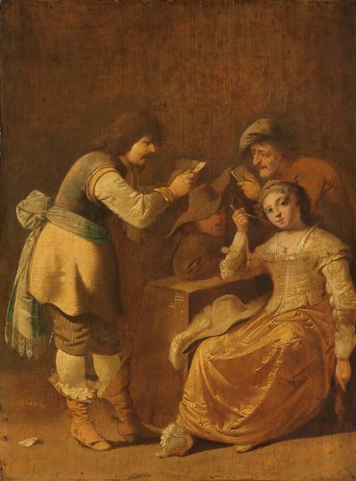 Card Players with Woman Smoking a Pipe by Pieter Jansz Quast