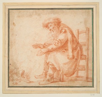 Old Man Warming His Hands at a Fire by Pieter Jansz. Quast