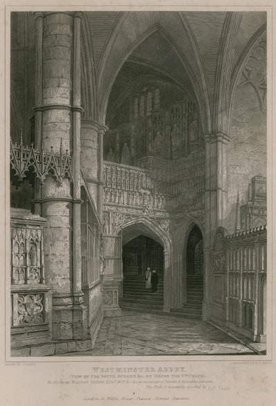 View of the south screen of the Henry the Fifth Chapel, Westminster Abbey by Pieter Jansz. Quast