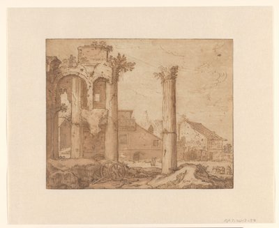 The Forum of Nerva in Rome, Seen from the Temple of Minerva by Pieter Lastman