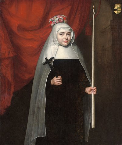 Portrait of a Nun Holding a Crucifix and Candle, 1678 by Pieter Leermans