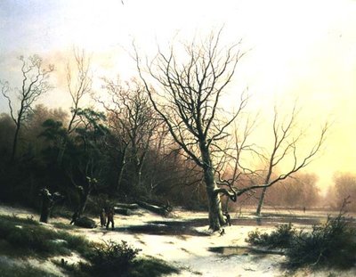Winter Sunset by Pieter Lodewijk Francisco Kluyver