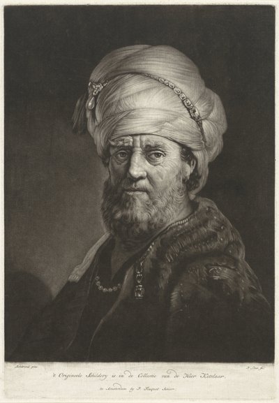 Portrait bust of a man with a turban by Pieter Louw