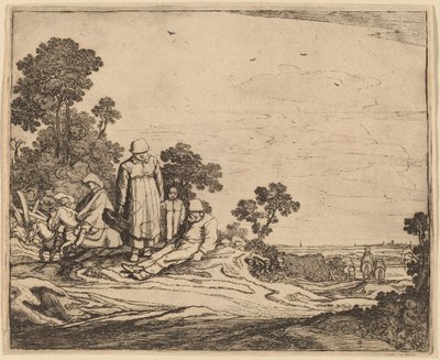Woman and Child Standing near a Seated Peasant by Pieter Molijn