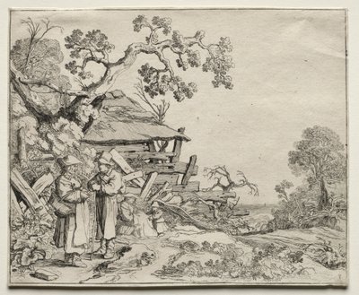 Landscape with Two Peasants Conversing by Pieter Molyn