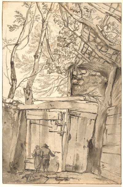 Man and Woman in Front of an Old Gate by Pieter Mulier d.Y.