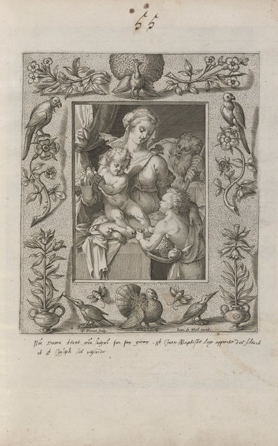 Holy Family with the Young Saint John the Baptist, in an Elaborate Frame by Pieter Perret