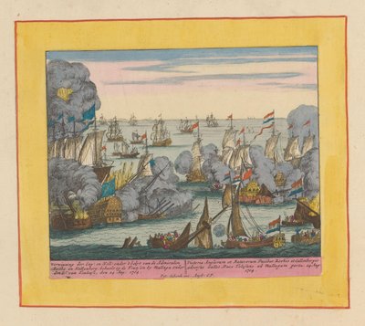 Sea Battle at Malaga, 1704 by Pieter Schenk (I)