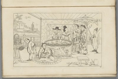 Chinese Figures Around a Tea Table (Newly Invented Chinese Figures with Great Effort Drawn and Published by P. Schenk Jr., Second Part) by Pieter Schenk (II)