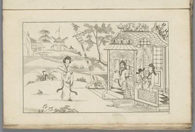 Landscape with a Chinese Lady (series title: Newly Invented Chinese, Drawn and Published with Great Effort by P: Schenk Jun, First Part) by Pieter Schenk (II)