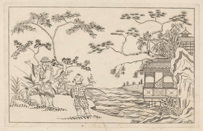 Two Chinese Men in a Landscape by Pieter Schenk (II)
