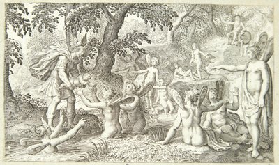 Mercury Handing Bacchus to the Nymphs of Mount Nysa by Pieter Serwouters