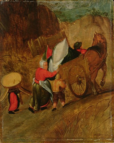 Landscape, Peasants, Horse and Cart, early 17th century by Pieter Stevens