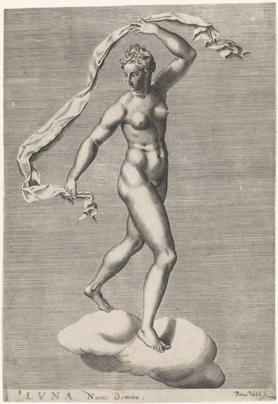 Diana as Luna on a cloud (The seven planets) by Pieter Valck
