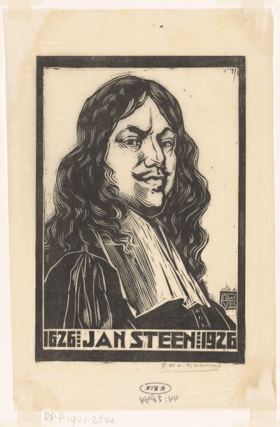 Portrait of Jan Steen by Pieter Willem van Baarsel (signed by artist)