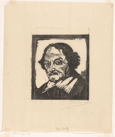 Portrait of Joost van den Vondel by Pieter Willem van Baarsel (signed by artist)