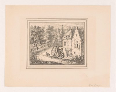 Landscape with Watermill and a Grazing Goat on a Rope by Pieter de Goeje