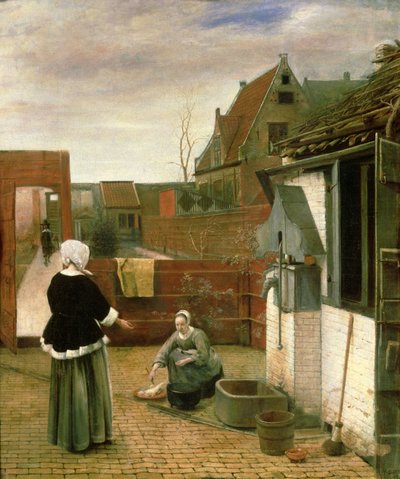 A Woman and a Maid in a Courtyard, c.1660-61 by Pieter de Hooch