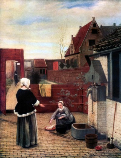 A Woman and her Maid in a Courtyard by Pieter de Hooch