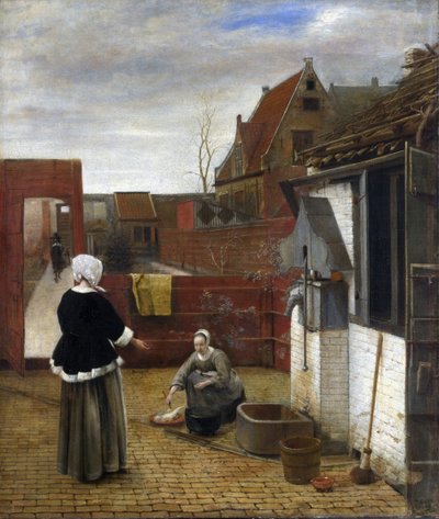 A Woman and her Maid in a Courtyard (detail) by Pieter de Hooch