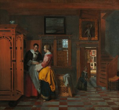 Interior with Women beside a Linen Cupboard by Pieter de Hooch