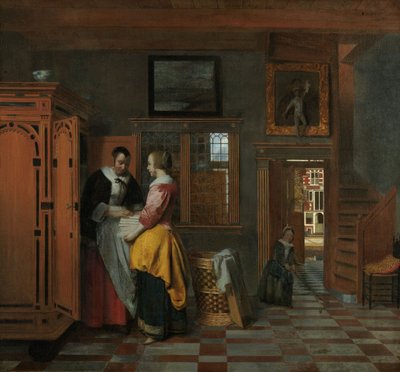 Interior with Women beside a Linen Cupboard, 1663 by Pieter de Hooch