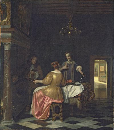 Interior with a Gentleman and Two Ladies Conversing, c.1668-70 by Pieter de Hooch