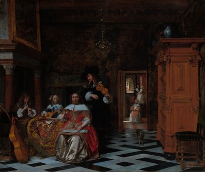 Portrait of a Family Playing Music by Pieter de Hooch