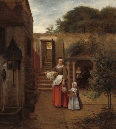 Woman and Child in a Courtyard, 1658-1660 by Pieter de Hooch