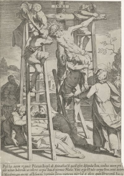 Descent from the Cross (Passion of Christ series) by Pieter de Jode (I)