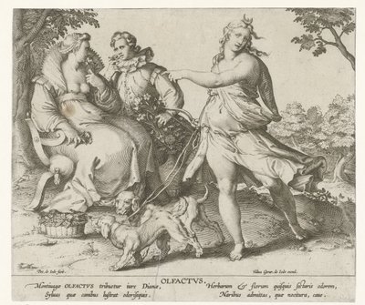 Smell (title on object) (series title) by Pieter de Jode (I)
