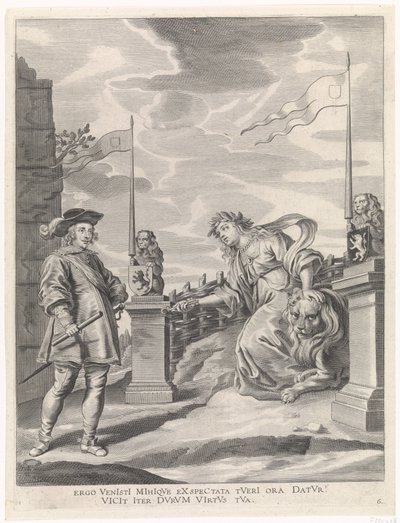 Ferdinand Receives the Keys to the City from the Maiden of Ghent by Pieter de Jode (II)