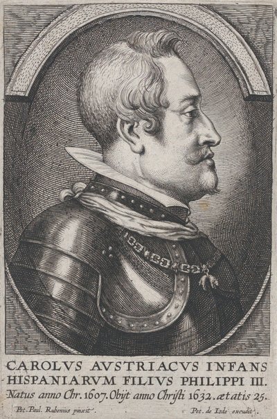Portrait of Charles of Austria, Infante of Spain, in profile to the right by Pieter de Jode II
