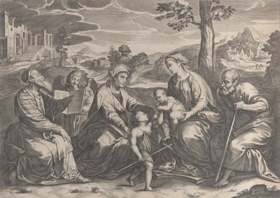 The Holy Family with the Infant Saint John the Baptist, Elizabeth, Zacharias, 1631-37 by Pieter de Jode II
