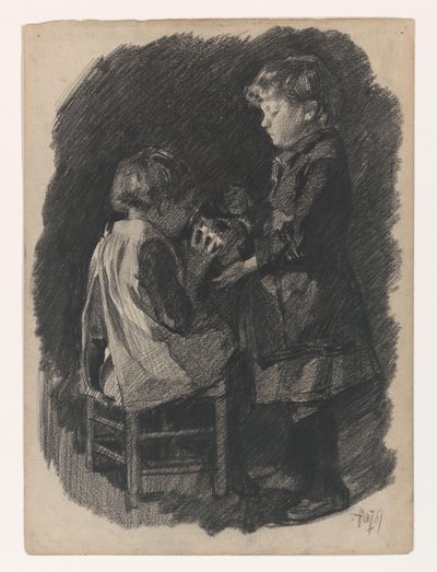 A Little Girl Lets a Sister Drink Milk from a Jug by Pieter de Josselin