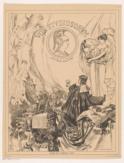 Commemorative Sheet of Vox Studiosorum, on the Occasion of the 50th Anniversary of the Student Society Minerva in Leiden by Pieter de Josselin