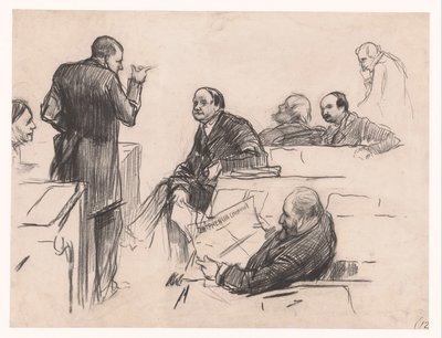 Members of Parliament Mr. H.C. Verniers van der Loeff, Mr. A.J.W. Farncombe Sanders, Mr. G.M. van der Linden, J. Willink and Jhr. Mr. Ruys van Beerenbroek by Pieter de Josselin