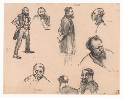 Portraits of Members of Parliament J.H.L. Haffmans, B.H. Heldt, R.P. Mees, General A.E. Reuter, Captain H. Seret and F. Lieftinck by Pieter de Josselin