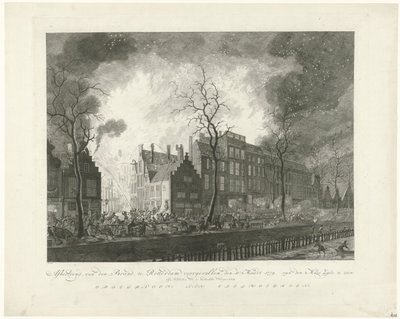 Fire in the Pottebakkerssteeg in Rotterdam, 1779 by Pieter de Mare
