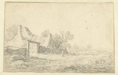 Dune Landscape with Three Figures in Front of a Farmhouse by Pieter de Neyn