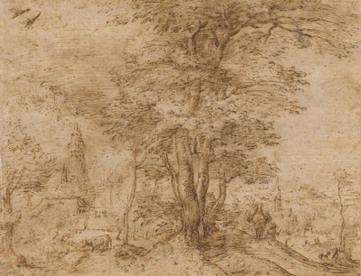A Village with a Group of Trees and a Mule by Pieter Bruegel the Elder