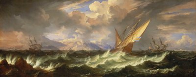 A fresh breeze in the Mediterranean, late 17th century by Pieter the Younger (1637 1701) Mulier