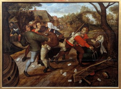 Peasants fight after a game of classes by Pieter the Younger Brueghel
