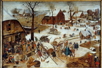 The payment of the dime or the denombrement at Bethlehem. Painting by Pieter Brueghel the Younger (1564-1638) by Pieter the Younger Brueghel