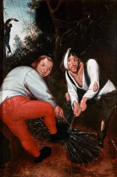 Two Peasants Tying Branches by Pieter the Younger Brueghel