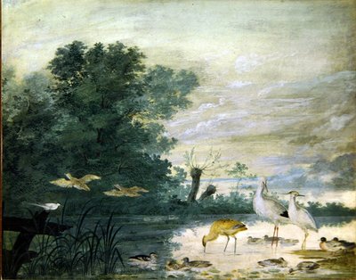 Exotic birds in a picturesque landscape by Pieter the Younger Holsteyn