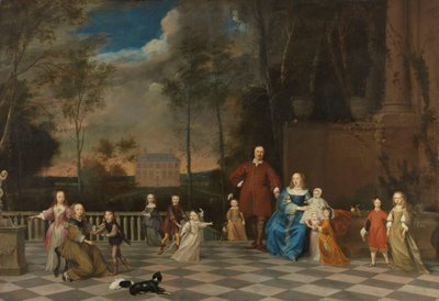 The Amsterdam Merchant Jeremias van Collen (1619-1707) with his Wife and their Twelve Children by Pieter van Anraedt (attributed to)