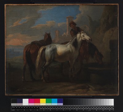Horses Drinking at a Fountain by Pieter van Bloemen