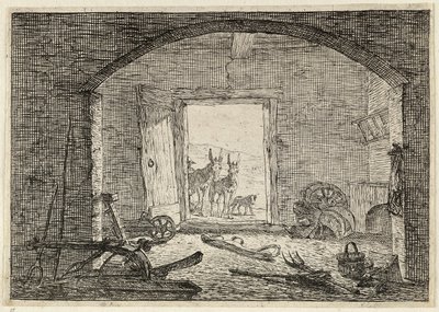 Donkeys in Front of the Door of a Stable by Pieter van Laer